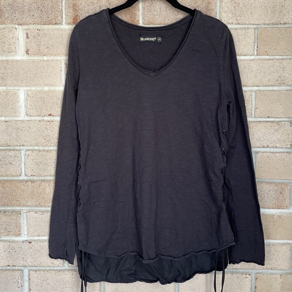 BLANKNYC Clean Slate V-Neck Lace-up Top